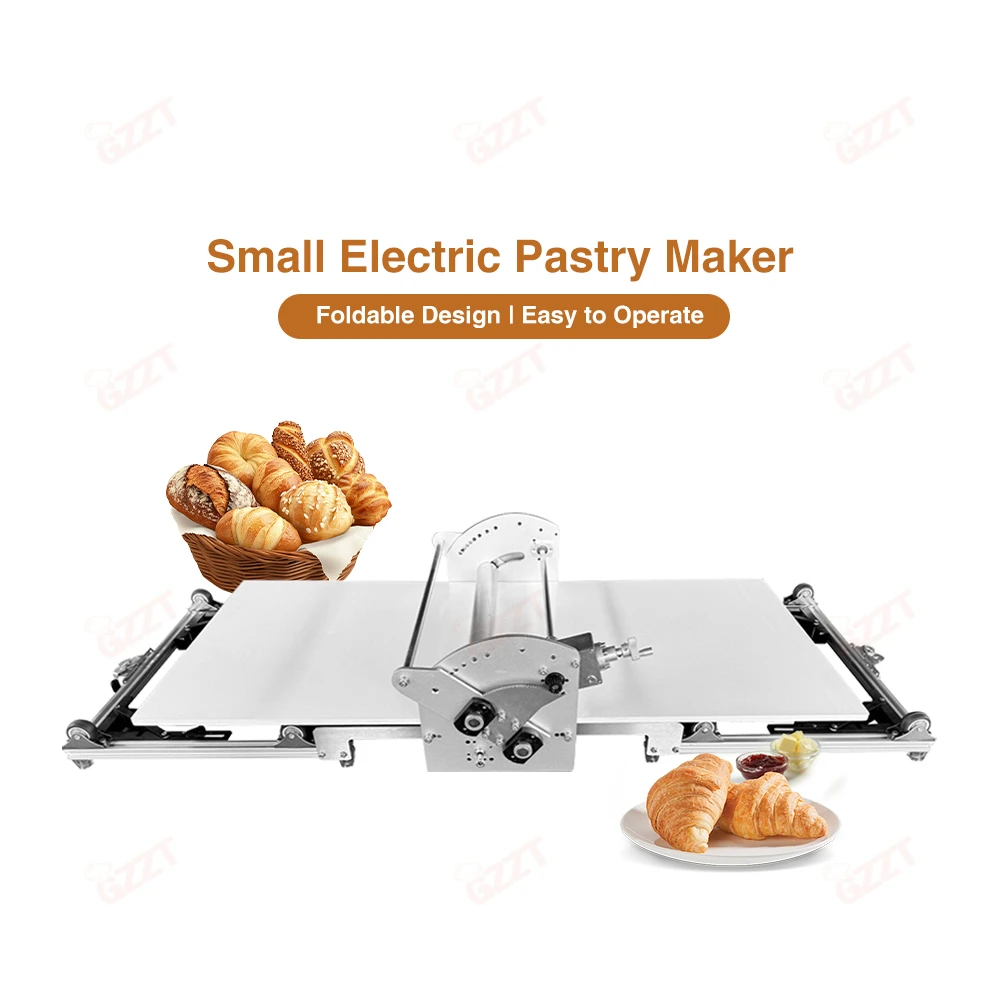

GZZT Electric Dough Sheeter Stepless Adjustable Dough Thickness Puff Pastry Flattener Laminating Machine Croissant Bakery Tool
