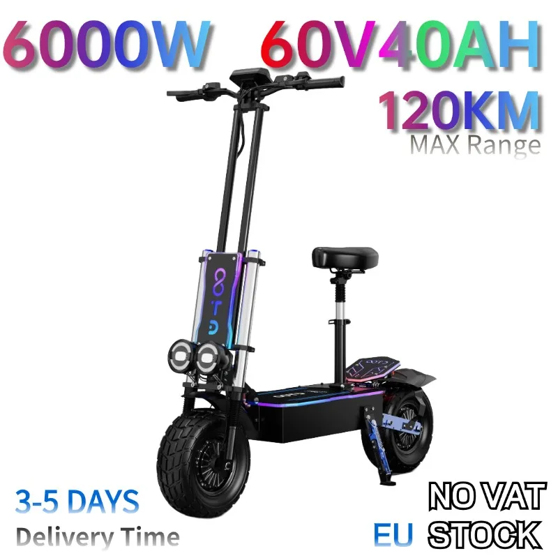 High Power Electric Scooter DUOTTS D99 D88 K8 13Inch Fat Tire 6000W Dual Motor 60V 40Ah Battery Folding Off-Road Seat E-Scooter