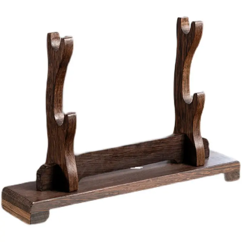 Wenge Wood Sword Display Stand, Vertical Solid Wood Knife Rack for Living Room, Multi-Tier Exhibition Shelf for Home Decor view 6