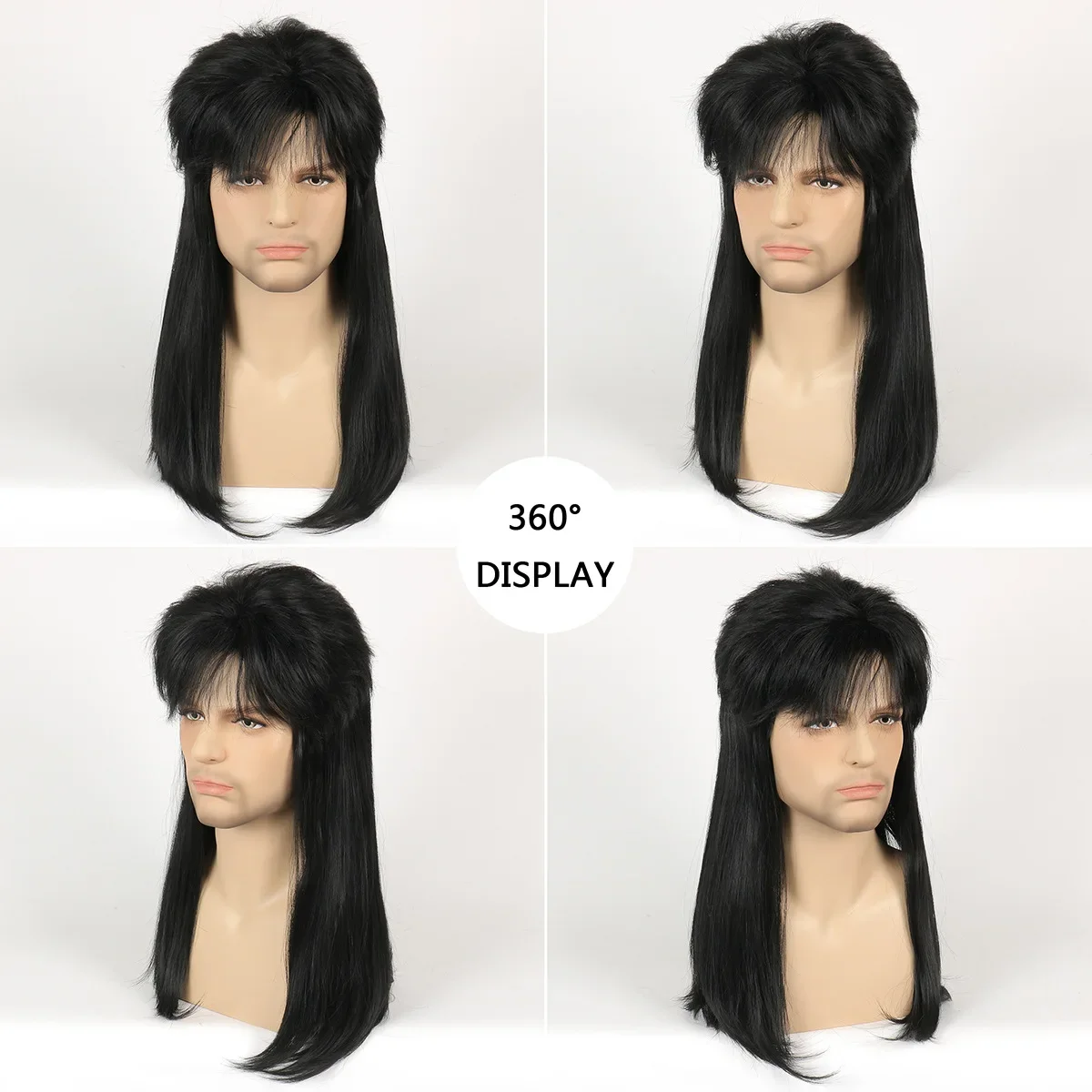 Wigs Men's wig Popular wig European and American Halloween wig black men's shawl long hair retro wigs cover cosplay wigs