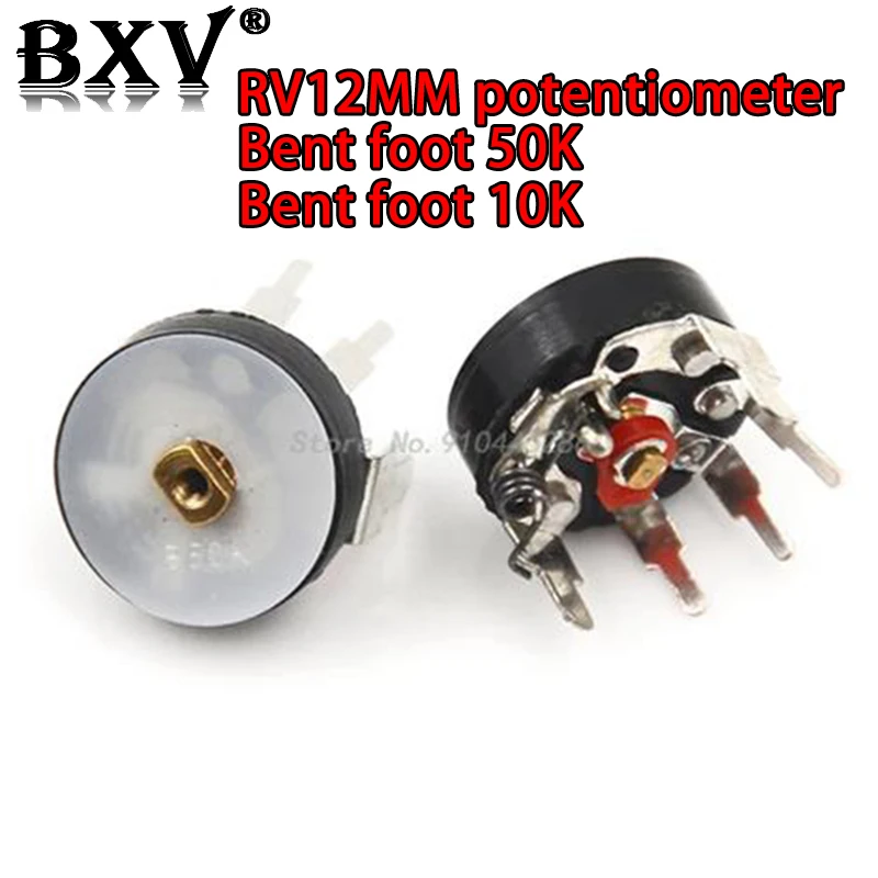 5PCS/LOT Straight Angle Radio Potentiometer RV12MM B10K B103 B50K B503 Power Amplifier Volume Potentiometer With Switch 12mm