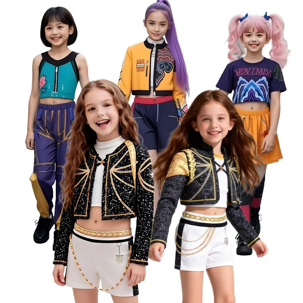 Children Fashion Dance Set Korean Trend Band Stage Performance Costume Kid Singer Role Play Girl Group Uniform Streetwear Outfit