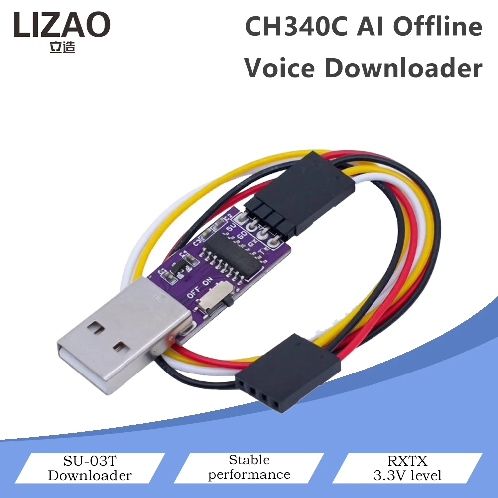 CH340C USB To Serial SU-03T Offline Voice Downloader 3.3V TTL RXTX Level Converter Stable Transmission USB Voice Chip Programmer