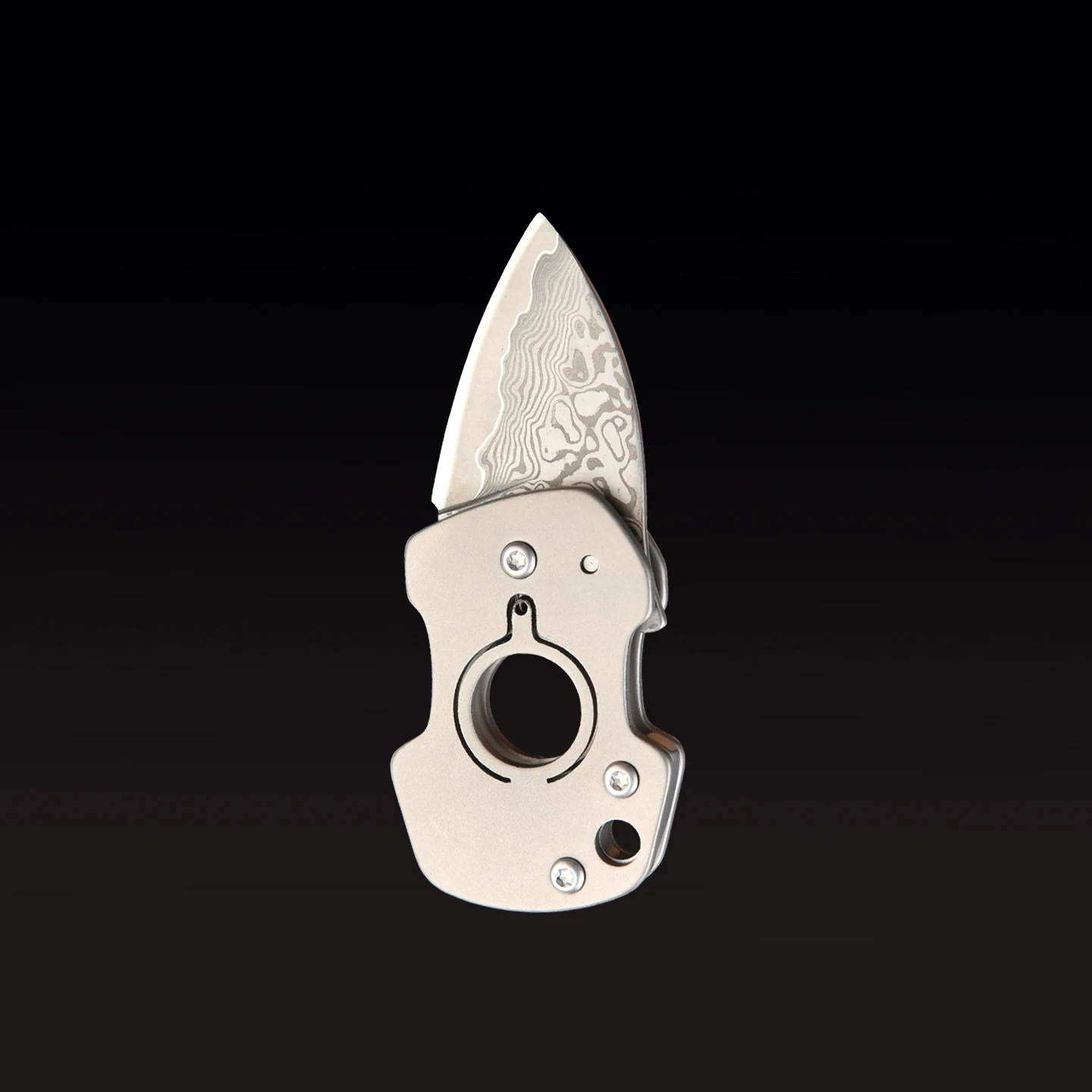 CNC Titanlegierung Mini-Klappmesser mit Damastklinge, tragbares Outdoor-EDC-Werkzeug zum Aufhängen, Camping, Unboxing, schnell zu öffnendes Messer – Detail 11