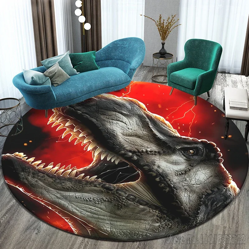 Film Jurassic Park Printed Pattern Circular Carpet 120cm Crawling Game Non-slip Floor Mat for Kids Rug Living Room Decor