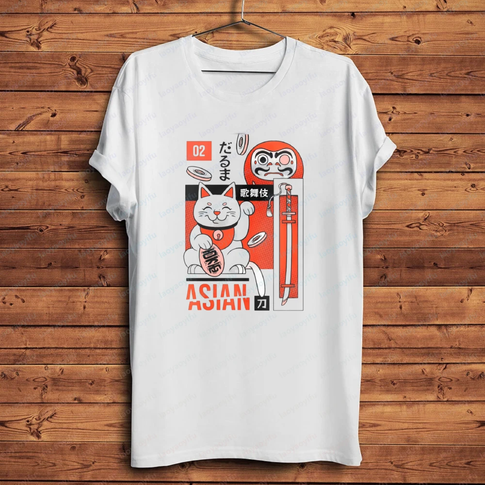 Japanese Fortune Cat Maneki Neko No Lucky Day Funny Anime Tshirt Men Summer White Casual Short Sleeve Unisex Streetwear Shirt