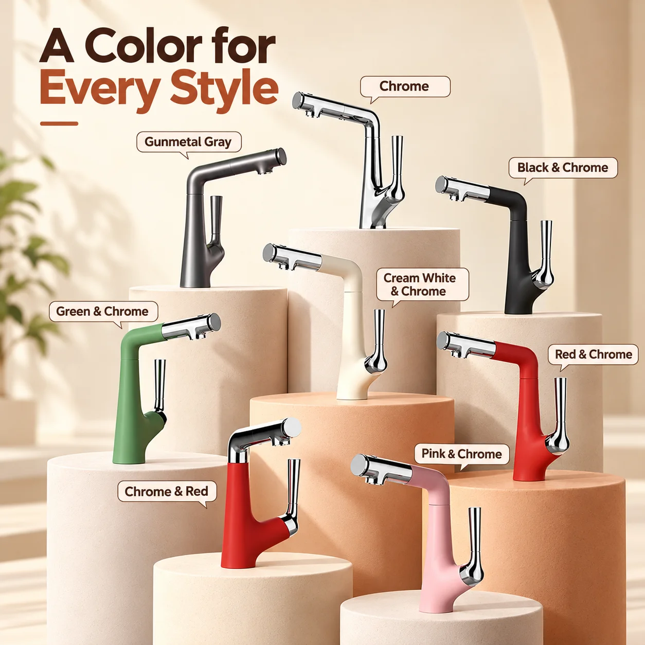 Gun Gray Pull Out Kitchen Faucet 2 Spray Modes Flip Switch Hot Cold Mixer Tap 360° Swivel Height Adjustable Bar Sink Faucet