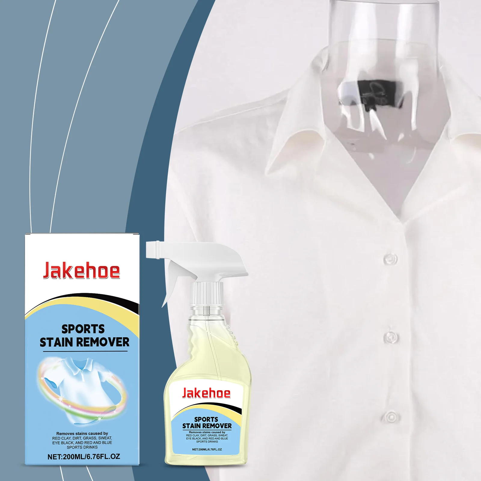 Jakehoe Sports Stain Remover – Targets Sweat & Oil Stains, Cleans Both Jerseys & Sneakers, Effortless Cleaning for Lazy Users