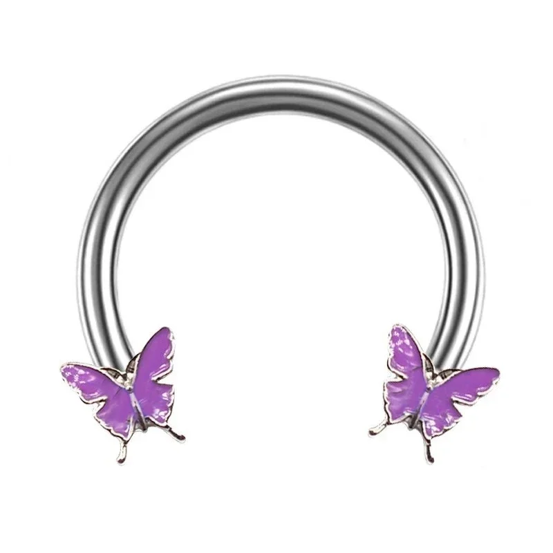 16G Butterfly Horseshoe Nose Rings Earrings Septum Ring Tragus Piercing Daith Helix Hoop Ear Earring Nostril Piercing Jewelry