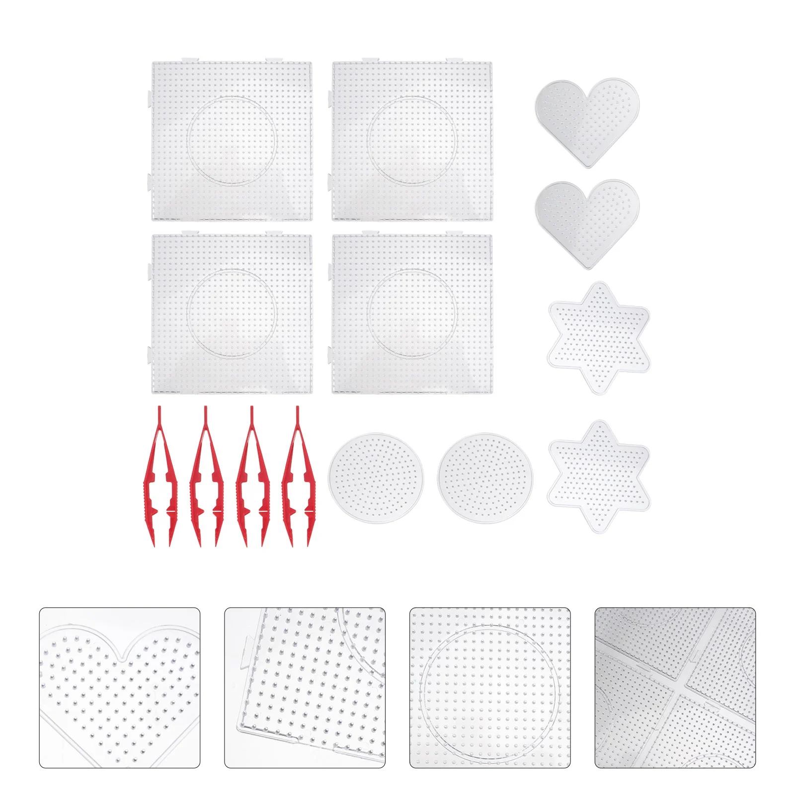 14PCS Fuse Beads Boards Clear Plastic Pegboards Children's DIY Educational Tool for Kids Craft Beads