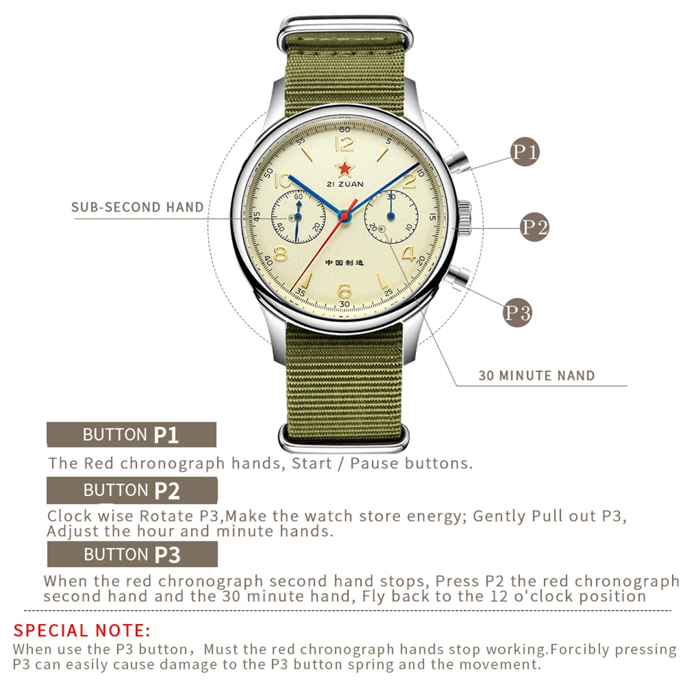 SEAKOSS 40 มม.Goose Men 1963 Chronograph Original ST1901 Seagull การเคลื่อนไหว Hand Winding Mechanical 38 มม.นักบินนาฬิกาข้อมือ