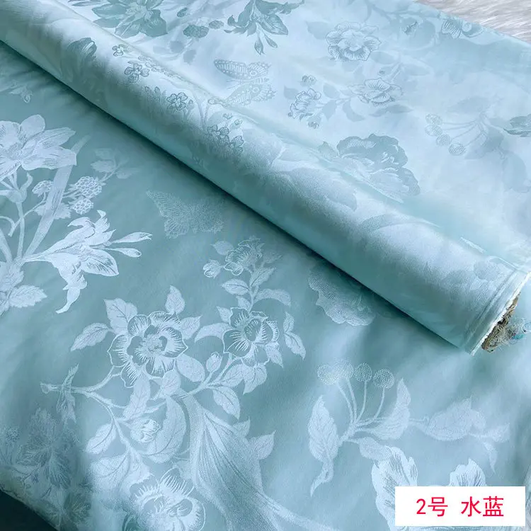 Summer Skin-Friendly Breathable Jacquard Satin Surface Flower Silk Fabric Soft Drape Silk Clothing Cheongsam Dress Shirt Lining