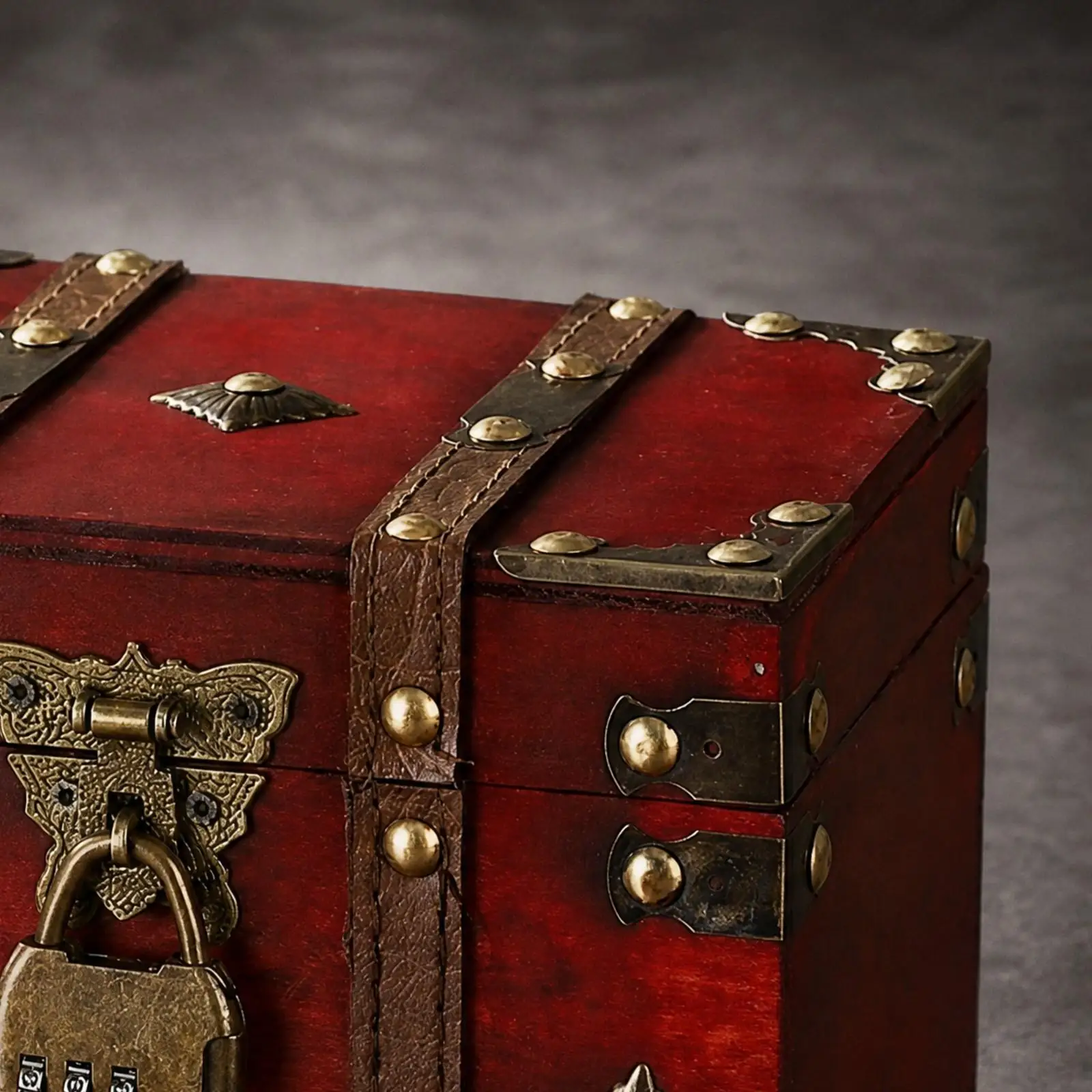 Lidded Desktop Storage Storage Box Assembly Required Wood Composite Storage Chest with Hinged Lid Compact Lockable Keepsake Box
