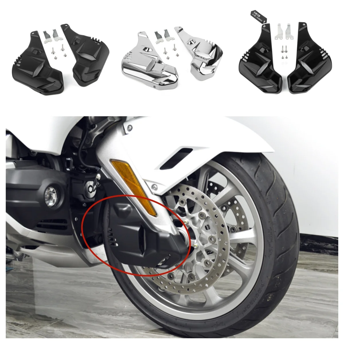 Black/Chrome Front Brake Caliper Cover Trim Accessories Fits For Honda Gold Wing GL 1800 Tour DCT Airbag GoldWing GL1800 2018-