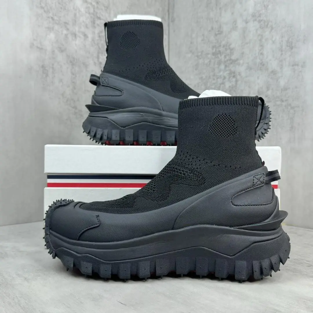 2026 Sports Casual Sleeve Lazy High Top Elastic One Pedal Knitted  Men's Breathable Chelsea Socks Boots