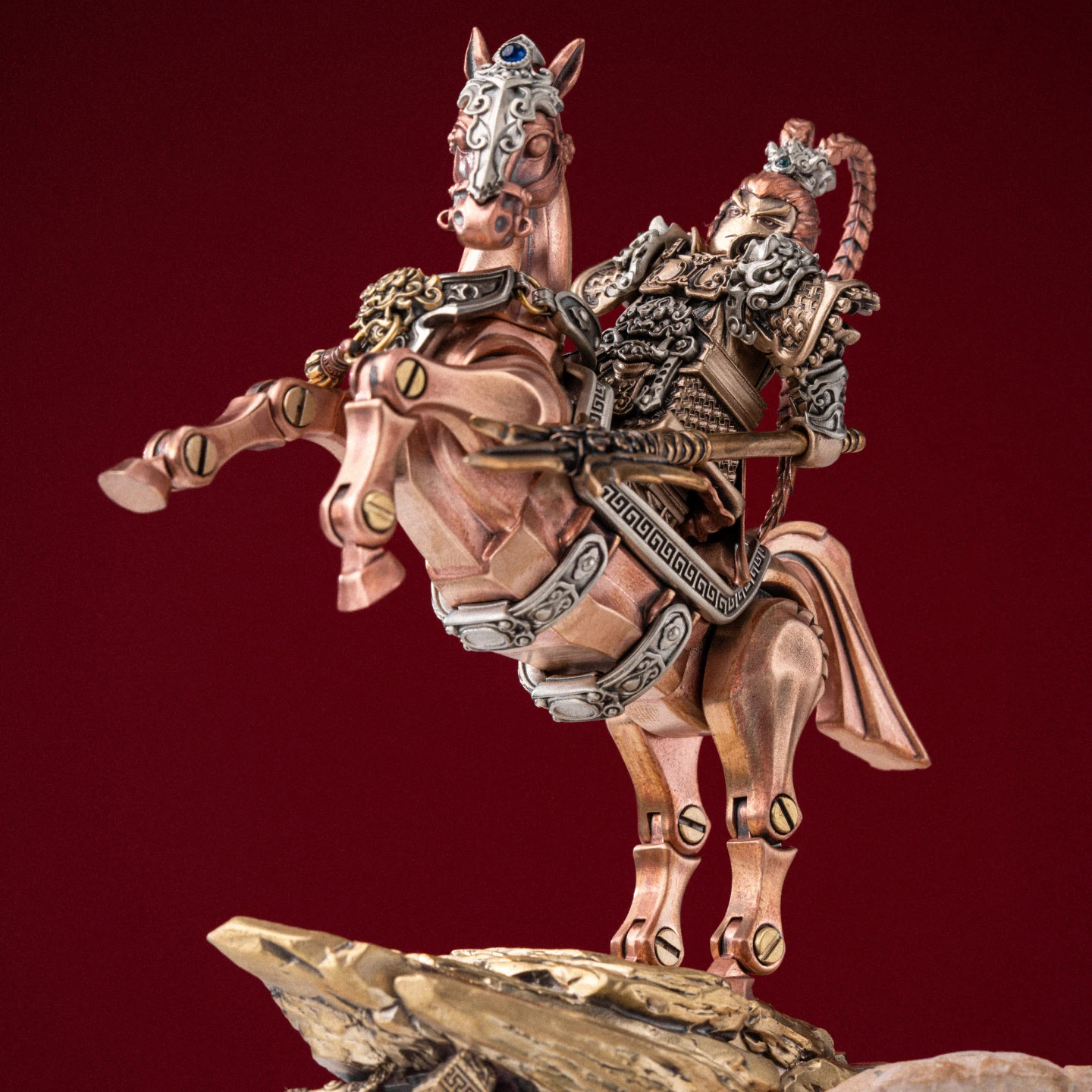 Oriental Vintage Chitu War‑Horse Table Accent, Multi‑Posable Themed Ornament With Complete Harness Gear For Display & Collection