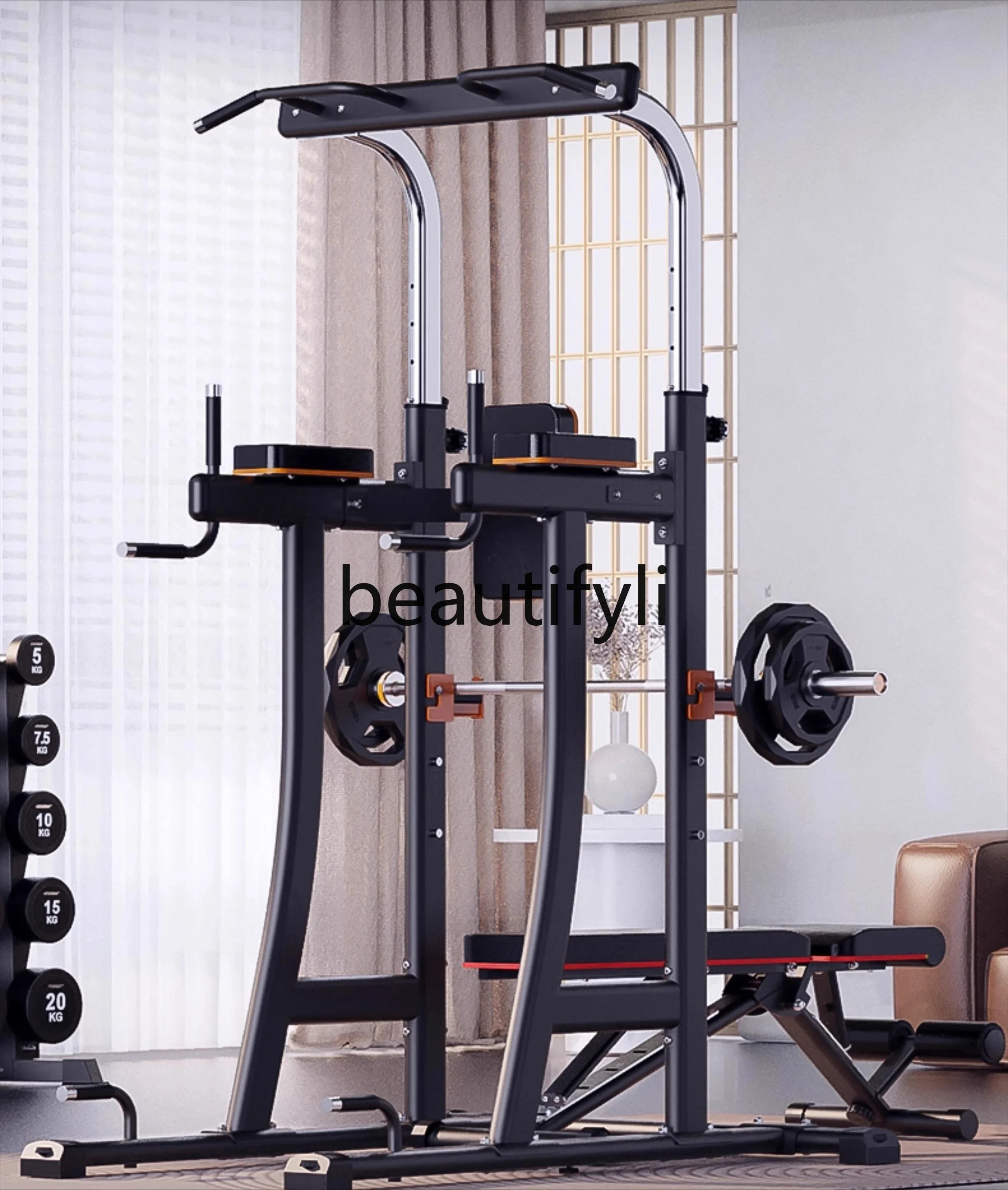 

Single and Double Bar Home Indoor Exercise Fitness Equipment Multi-Functional Floor Pull-Up Bar Training Device