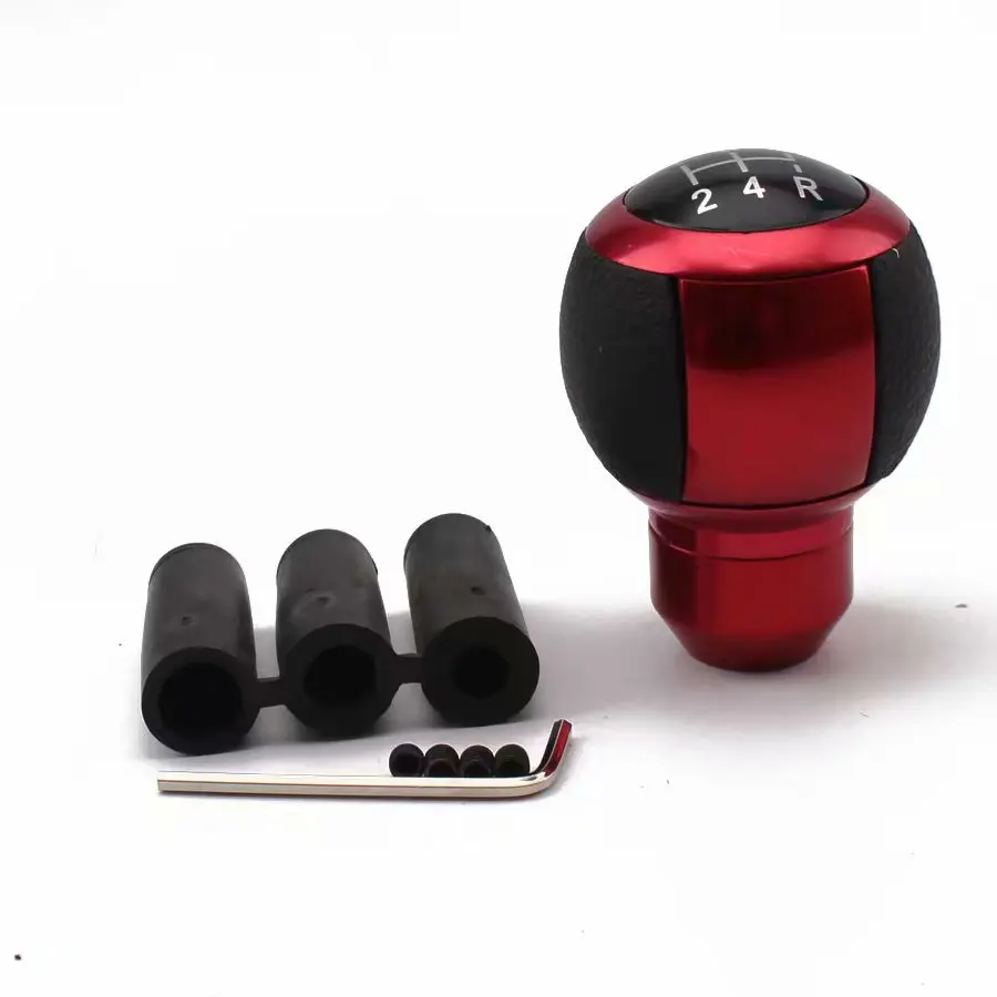 5 6 Speed Car Aluminum Leather Gear Shifter Knob Manual Automatic Round Ball Shape Shifter Handle Stick Head Lever AT MT