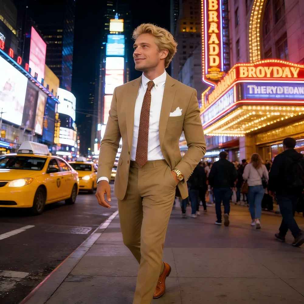 

Men's Fitted Tuxedo Suit 2-Piece Blazer And Pants Wedding Groomsmen Smoking Suit Elegant Formal Wear for Special Occasions