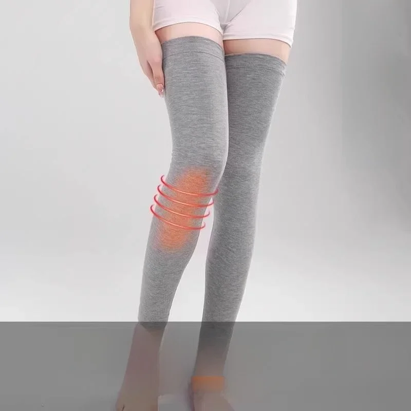 モーダル膝高保温薄型脚保護ソックス高齢者用ロングチューブ関節保護家庭用膝サポート
