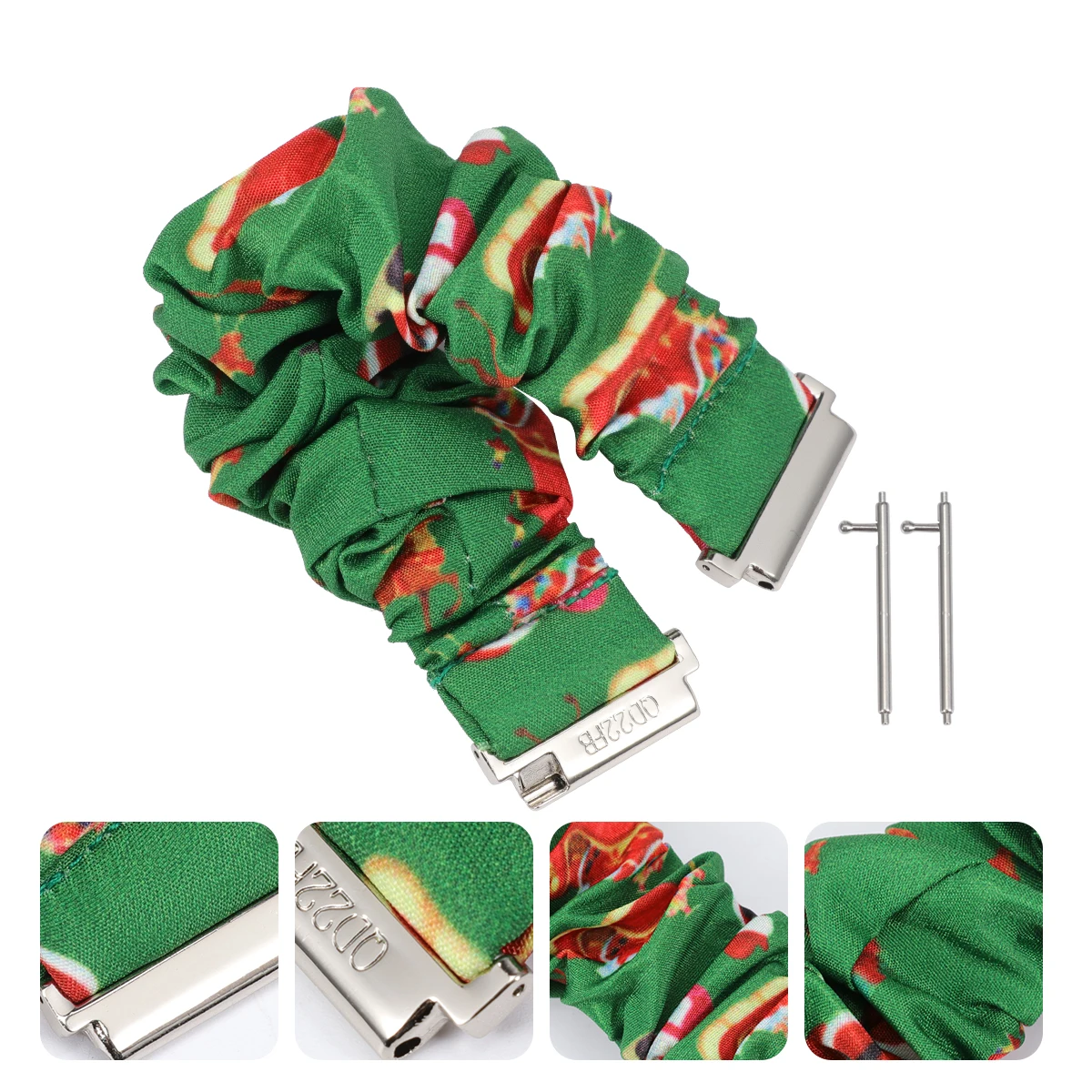 

Christmas Print Watchband Hair Ring Design Wristwatch Band Compatible 2 Chic Watch Replacement Strap