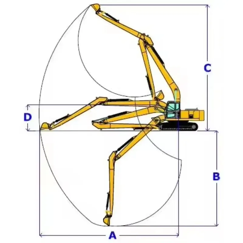 20-45 Ton Excavator Long Reach Boom Arm 16-24M Reinforced Extended Arm Deep Digging Demolition Manufacturer Direct
