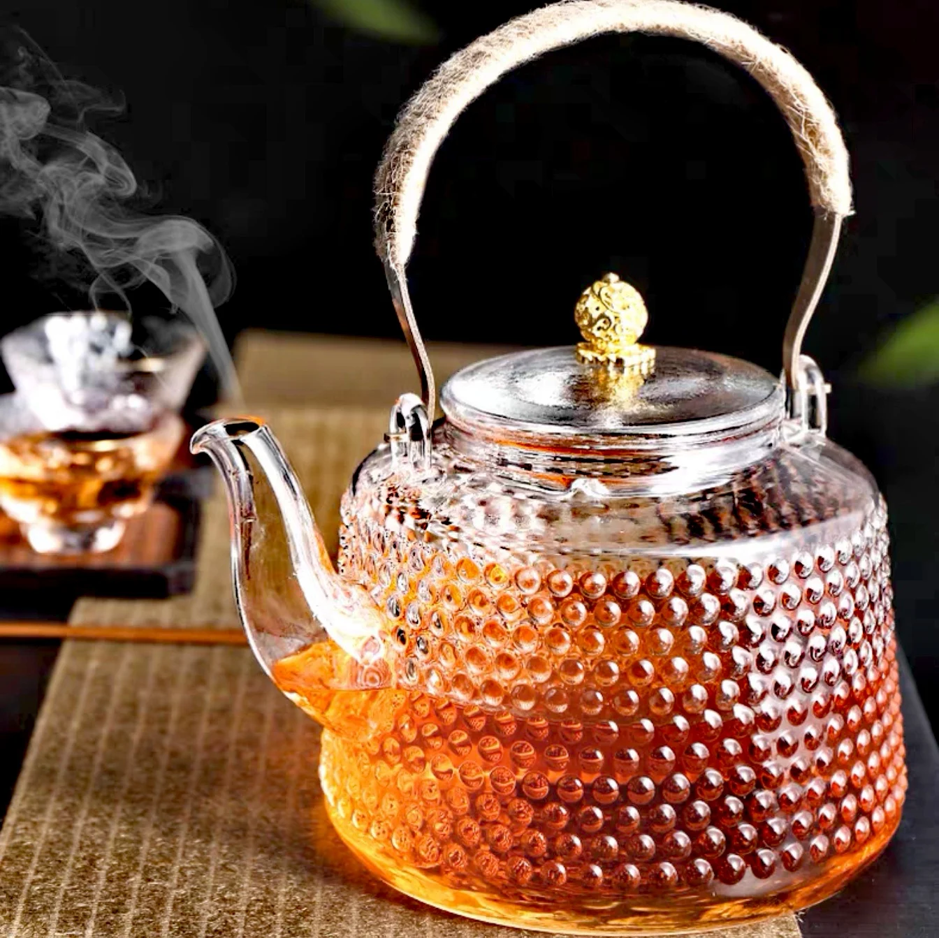 Janpanese Hammer Dots Pattern Beam Glass Teapot With Filter Heat Resistant Glass Tea Pot Kung Fu Tea Set accessory