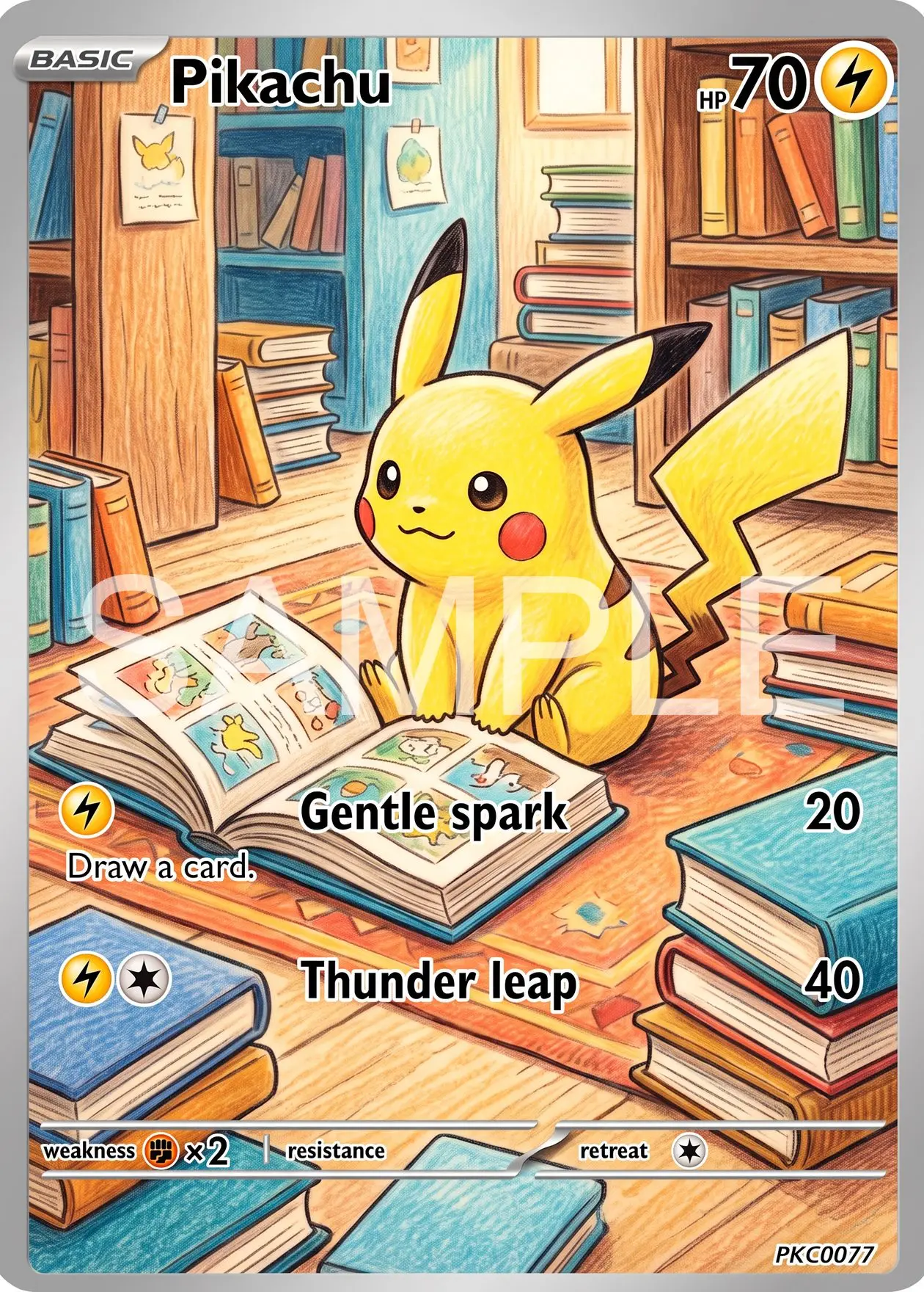 7Pcs PKM Cards PTCG Colored Pencil Storybook Style Gengar Gardevoir Eevee Mimikyu Bulbasaur Sylveon Art Collection Cards PTCG