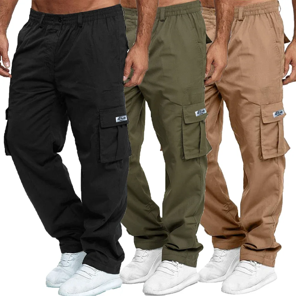 

5XL Men's Cargo Pants Sweatpants Outdoor Loose Straight Long Trousers Summer Casual Multi-Pocket Durable Workwear Male Trousers