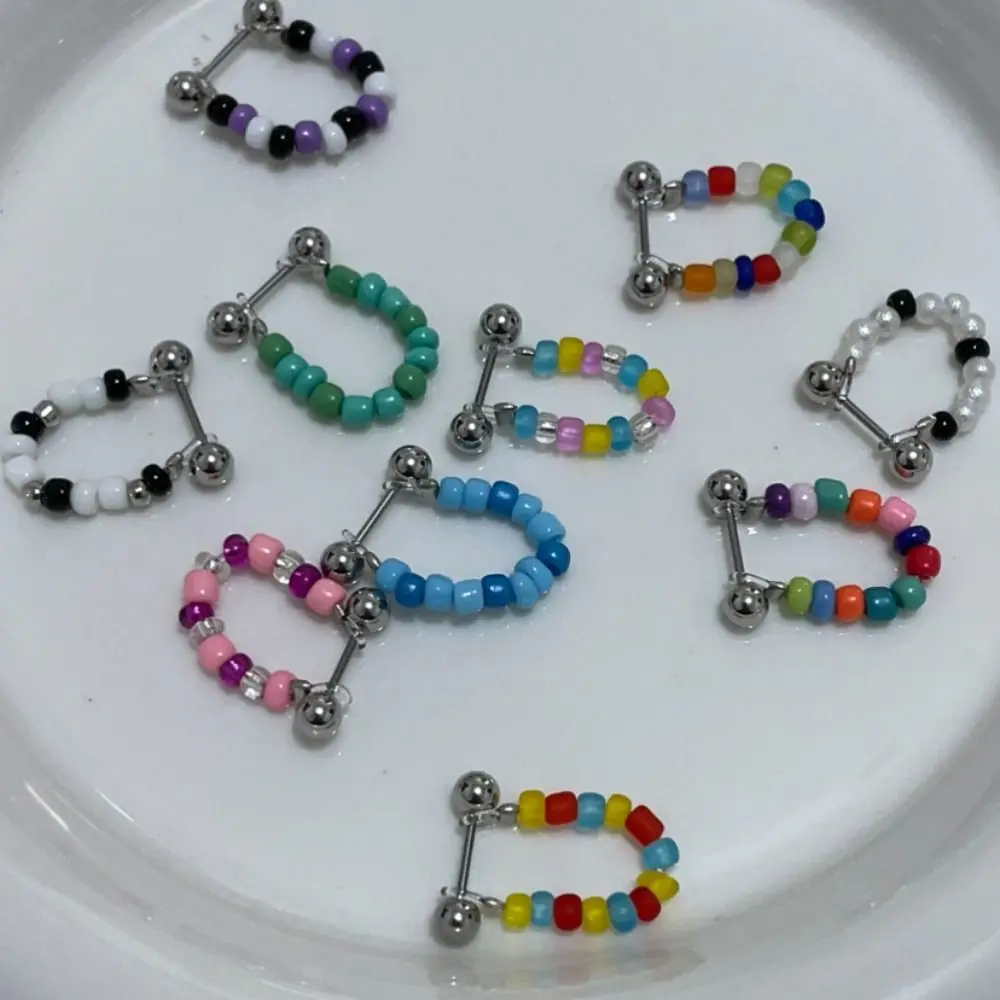 ديكور التيتانيوم الصلب تصميم الأزياء الفتيات الحلو الكورية نمط القرط المرأة مجوهرات الرجعية الأذن العظام مسمار حبة ملونة #5