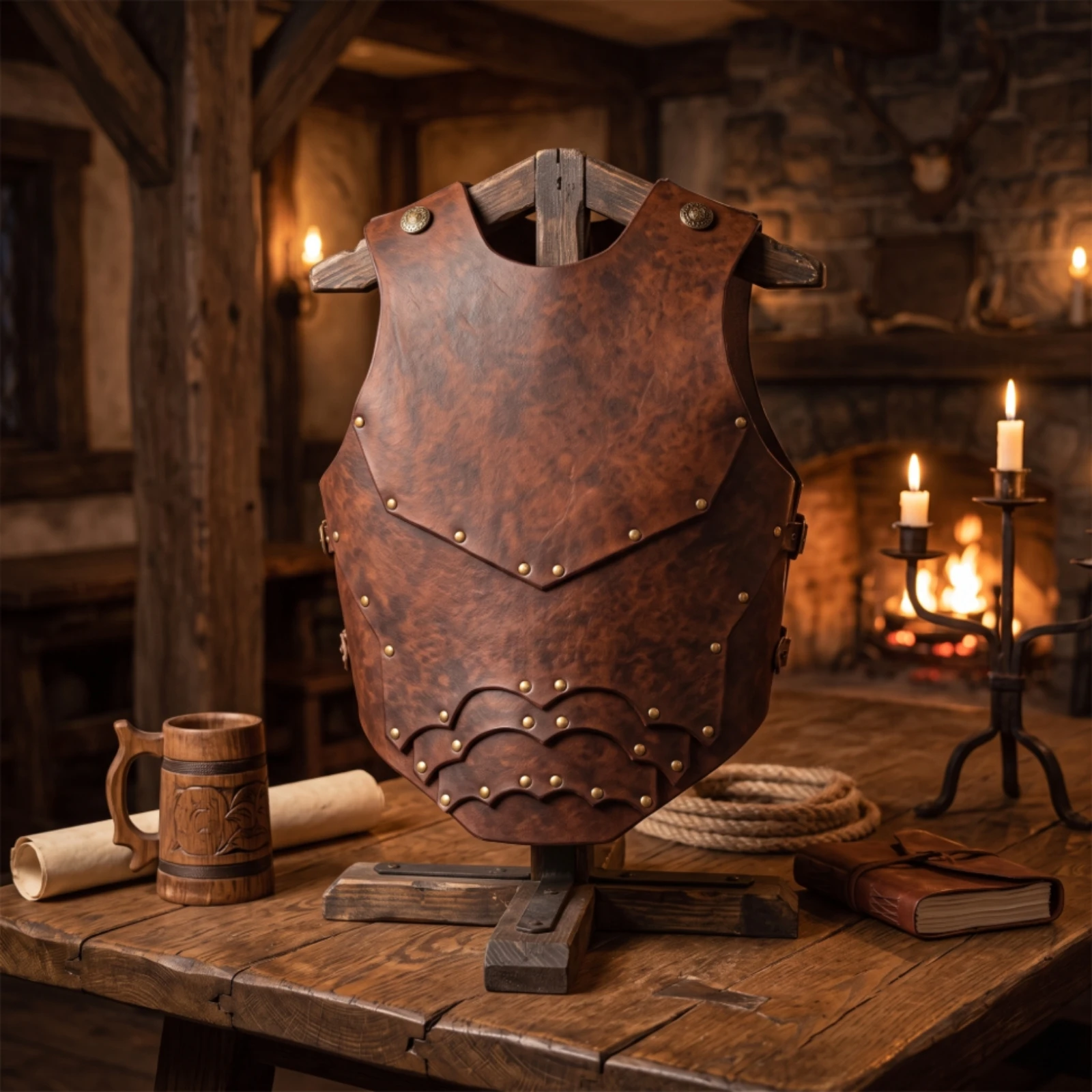 Chest Gear with Shoulder Guards Leather-Like Medieval Shoulder Guards Viking-Inspired Pauldron Battle-Ready