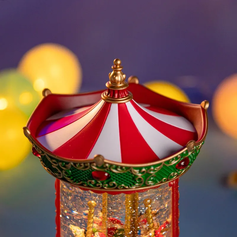 Christmas Glow Playground Carousel Music Box Snow Scene Xmas Gift Ornament