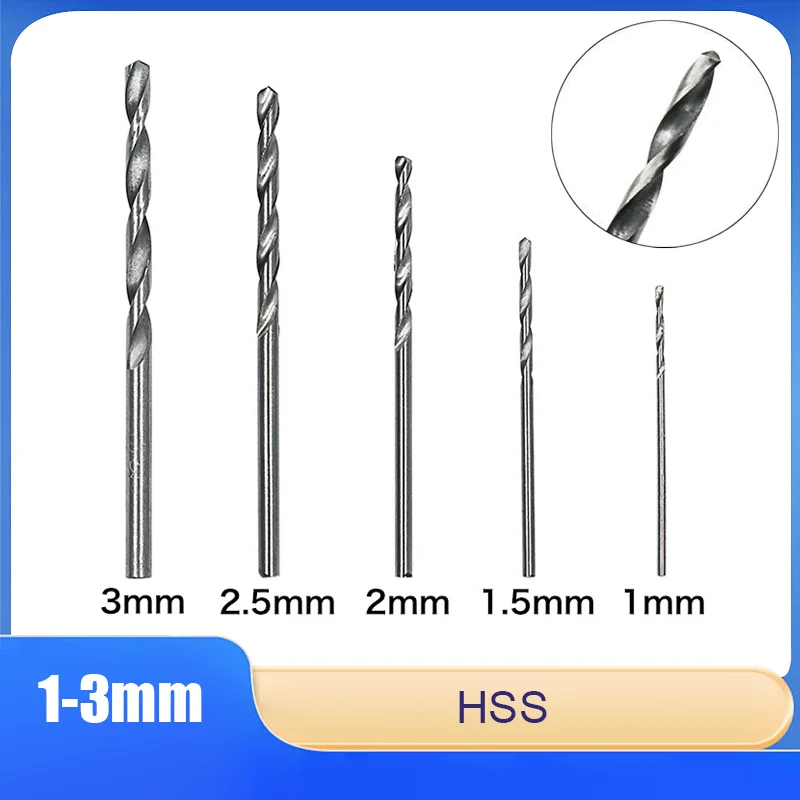 

50Pcs High Speed Steel ( HSS ) Twist Drill Bits Small Straight Shank Drill Bit 1mm 1.5-3mm Electric Drill DIY Woodwork Tool Set