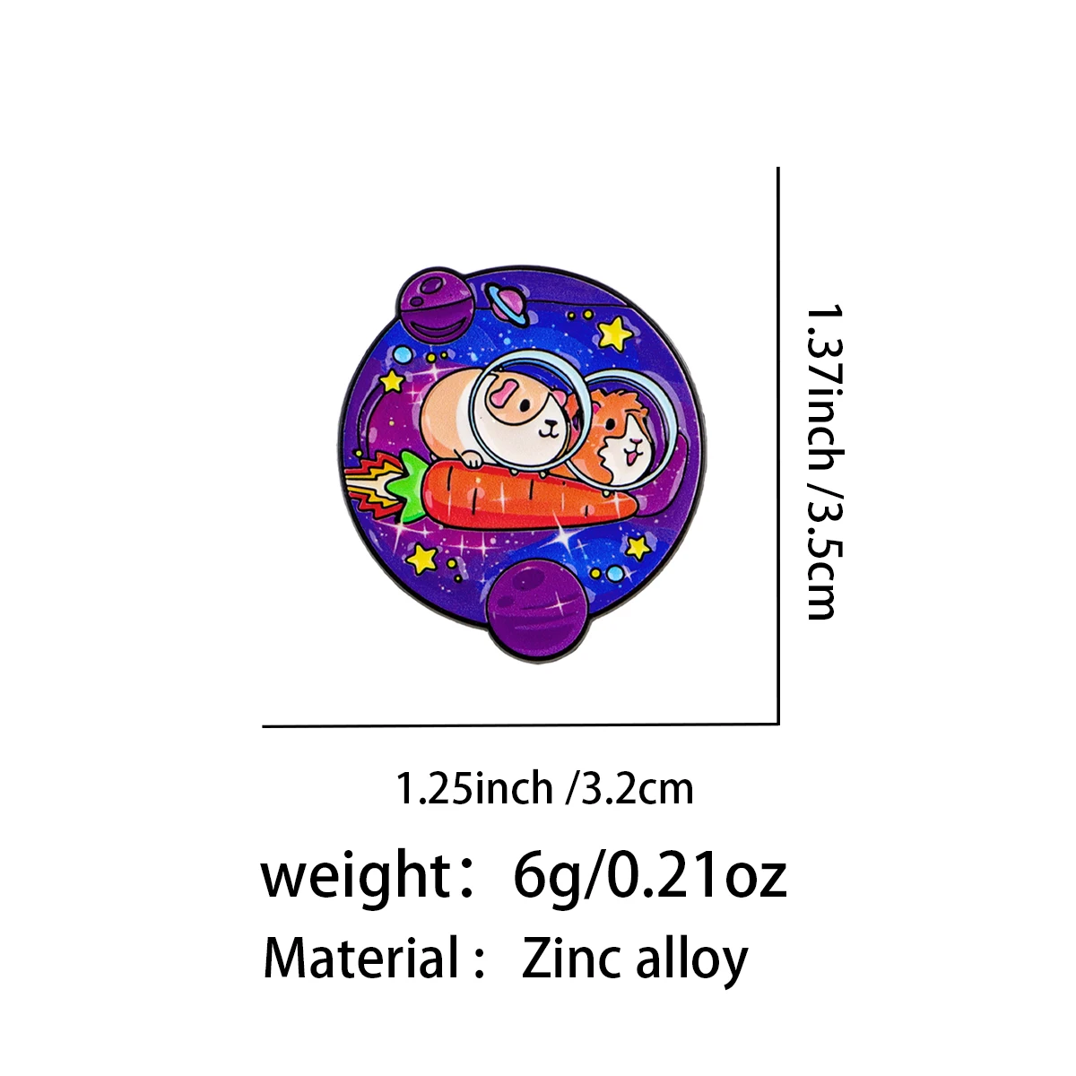 Cute Guinea Pig Enamel Pin Astronaut Brooch Lapel Pins Badge on Backpack Clothing Accessories Funny Jewelry Friends Gifts