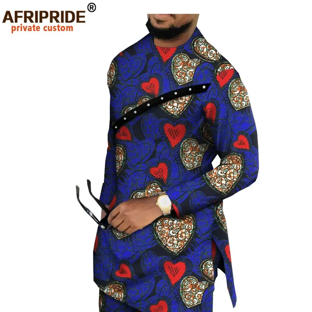 African Clothing for Men Dashiki Printed Coats Jacket and Pants 2 Piece Outfits Plus Size Outwear Wax Attire Tracksuit A1916077