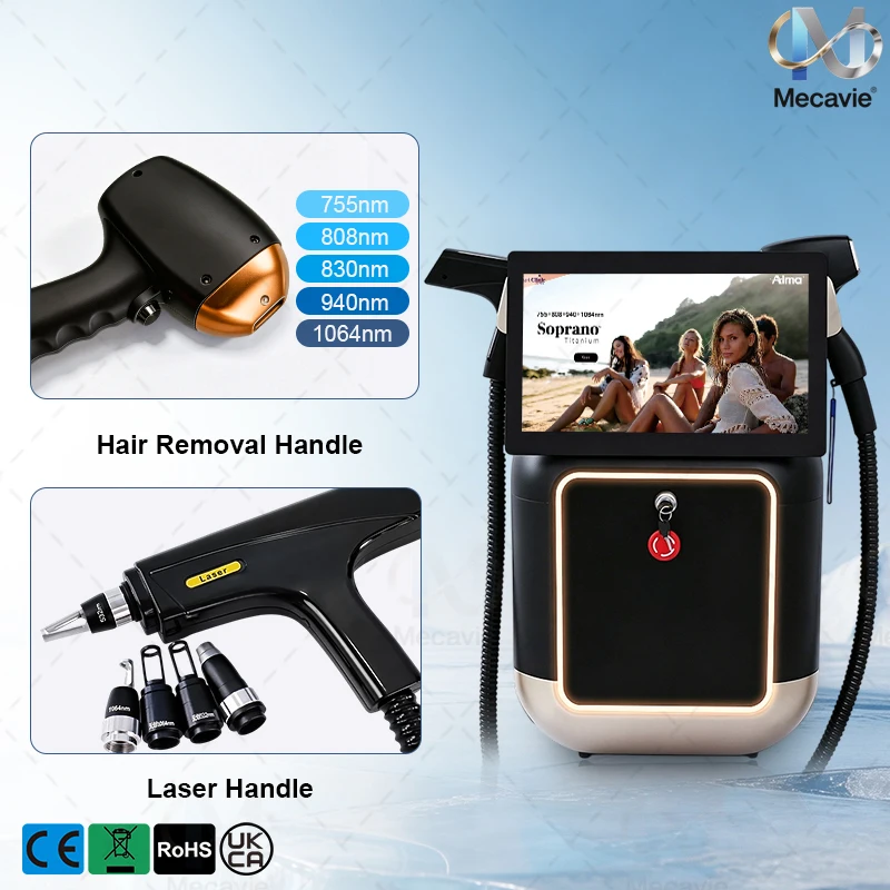 2 In 1 Salon Light Beauty Machine Tri-Wavelength Diode Gentle Hair Reduction Picosecond Pigment Balancing Device With Ice Coolin