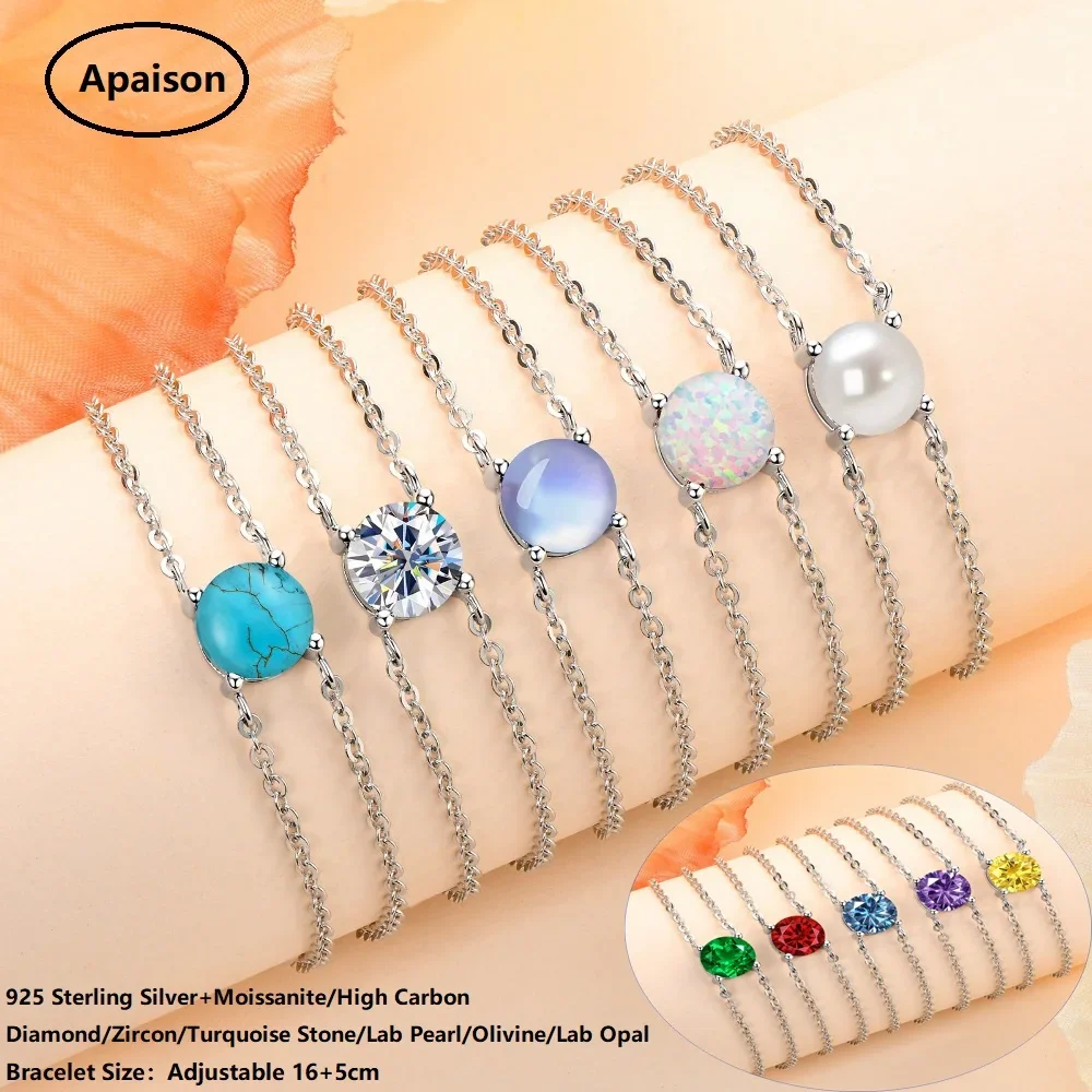 

Apaison 925 Sterling Silver Moissanite Diamond Bracelet Classic Delicate Double Layer Bracelets For Woman Valentine's Day Gift
