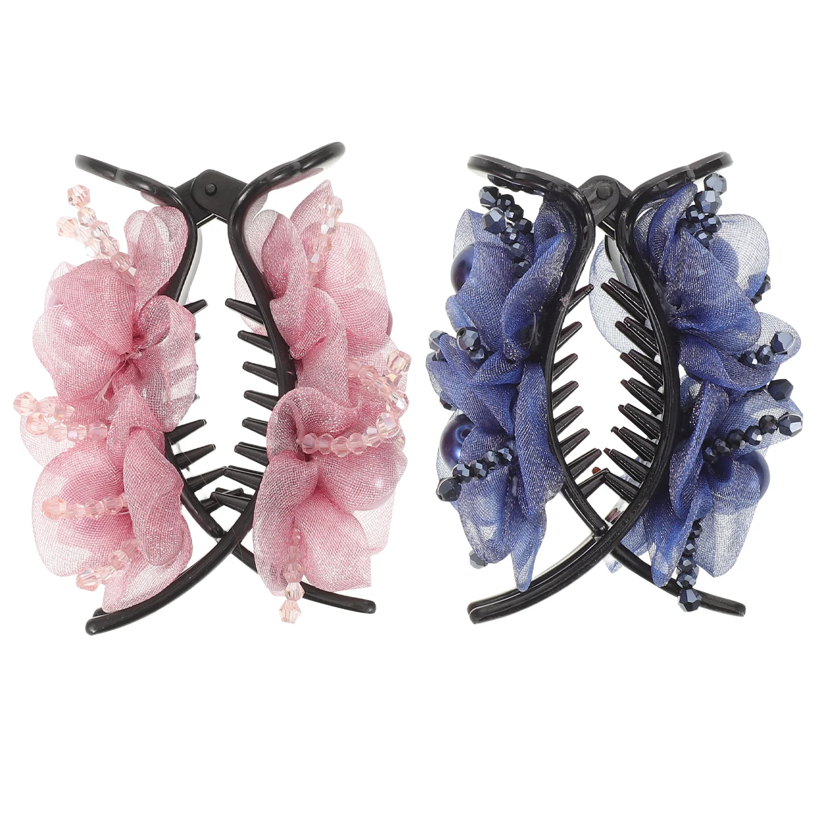 

2Pcs High Ponytail Hair Clips Flower Claw Clips for Women Non-Slip Lightweight Stylish Hair Accessories for Wedding Beach