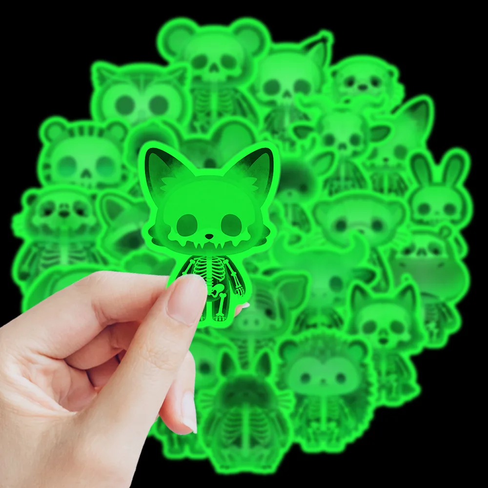 25 PCS Large Size Fun Animal X Ray Glow In Dark Stickers Pack Decorate Luggage Helmet Car Bumper Non Repeated Decals