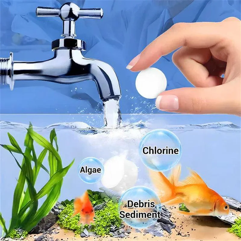 Tablete Purificador de Água para Aquários de Água Doce, Desintoxicante de Amônia, Removedor de Algas, Adequado para Tanques de Peixes e Aquários