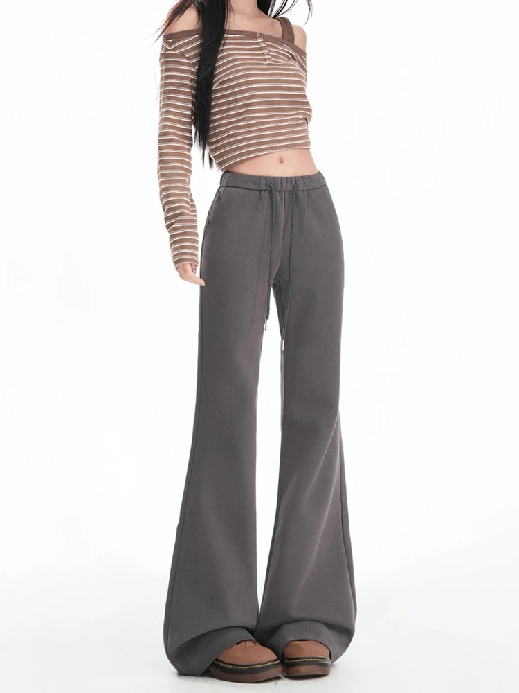 

Повседневные широкие брюки для йоги в американском стиле ретро с глубокими глазами, спортивные брюки длиной до пола, IDOLERA, осенние новые брюки с высокой талией