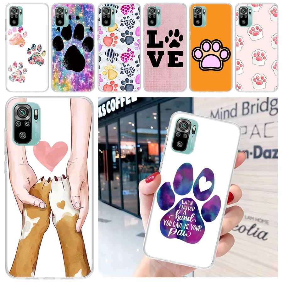 Dog Footprint Paw Cute Soft Phone Case for Xiaomi Redmi Note 13 12S 12 11S 11 10S 10 Pro Plus 11E 11T 9 9S 8 5G Print Cover Capa