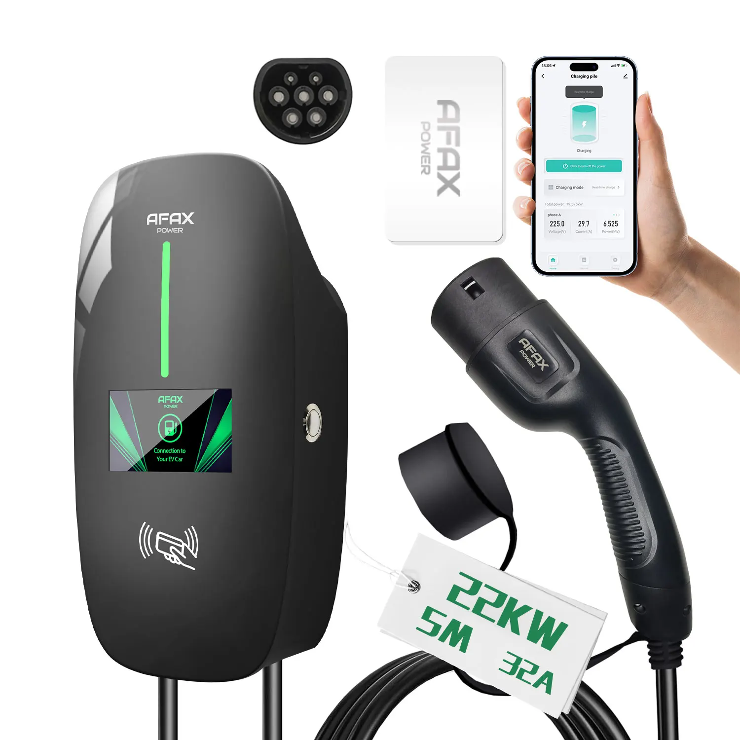 AFAX 11KW 22KW 16A صندوق شحن تيار متردد مثبت على الحائط CCS1 CHAdeMO EV لـ EVSE