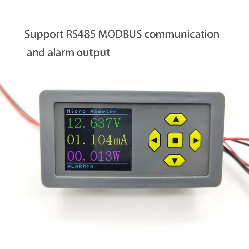 Mikroamperamp DC kolorowy wyświetlacz cyfrowy precyzyjny miernik napięcia i prądu RS485 obsługuje MODBUS moduł wyjściowy alarmu