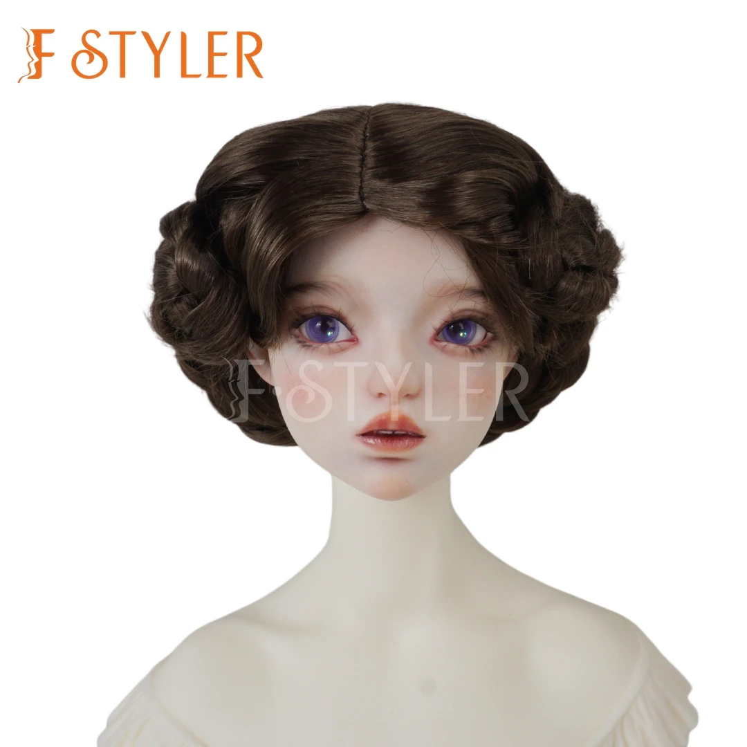 

FStyler 9-10 дюймов кукольные парики двойные косы синтетическое мохеровое платье BJD парик 1/3 темно-коричневые ретро элегантные кукольные волосы