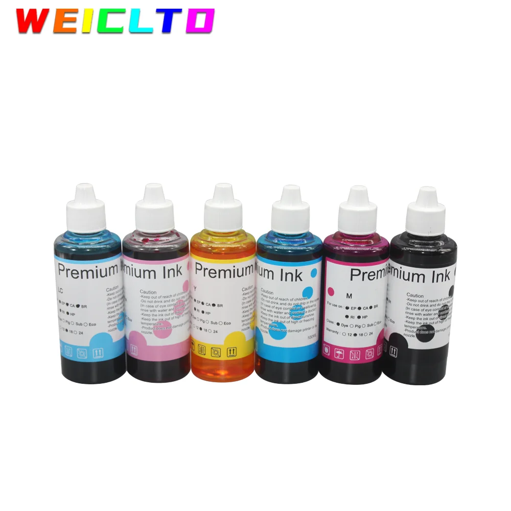 6 цветов, 100 мл, сменные чернила для Epson PX700W PX800FW P50 PX830FWD R270 R390 RX590 R295 RX690 RX610 RX615 R290 Photo-1400 1410 Printe