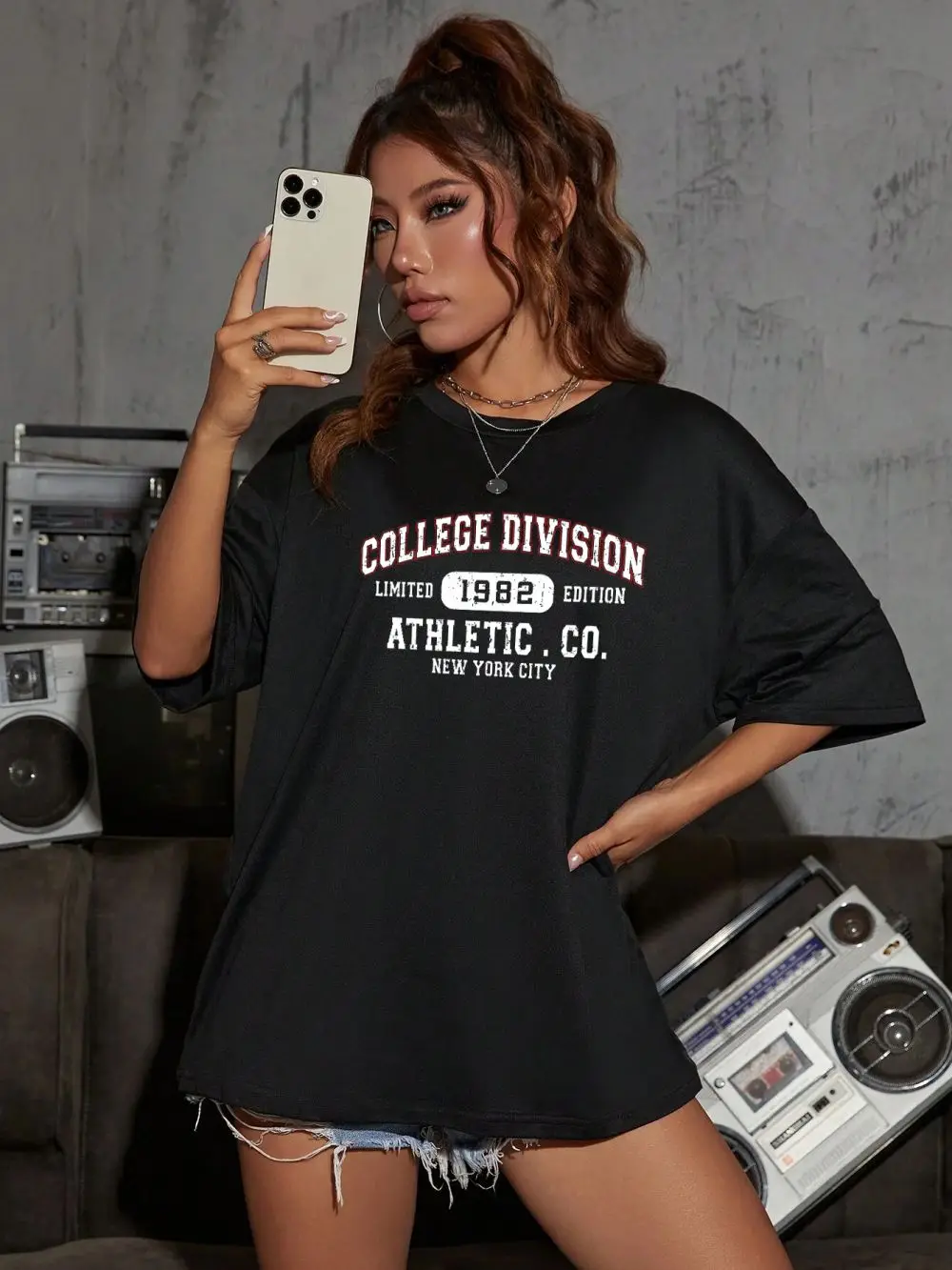 College Division 1982 New York City Prints Women T-Shirts Hip Hop Summer Tshirts Street Soft Tee Clothes Fashion Cotton T Shirt