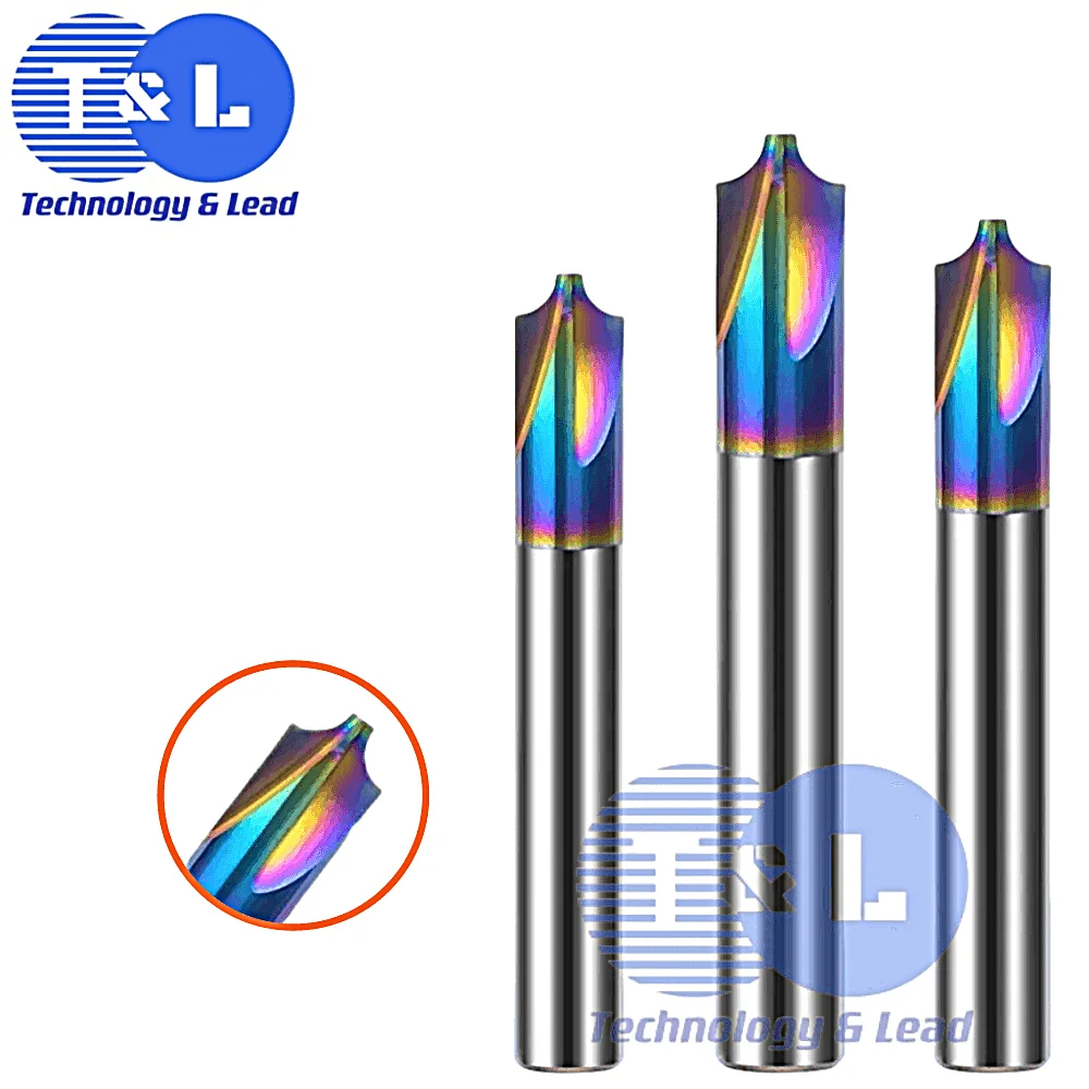 T&L HRC60 Internal R Chamfer Milling Cutter Tungsten Steel Carbide Colorful Coating 4-Flute For Aluminum CNC Machining