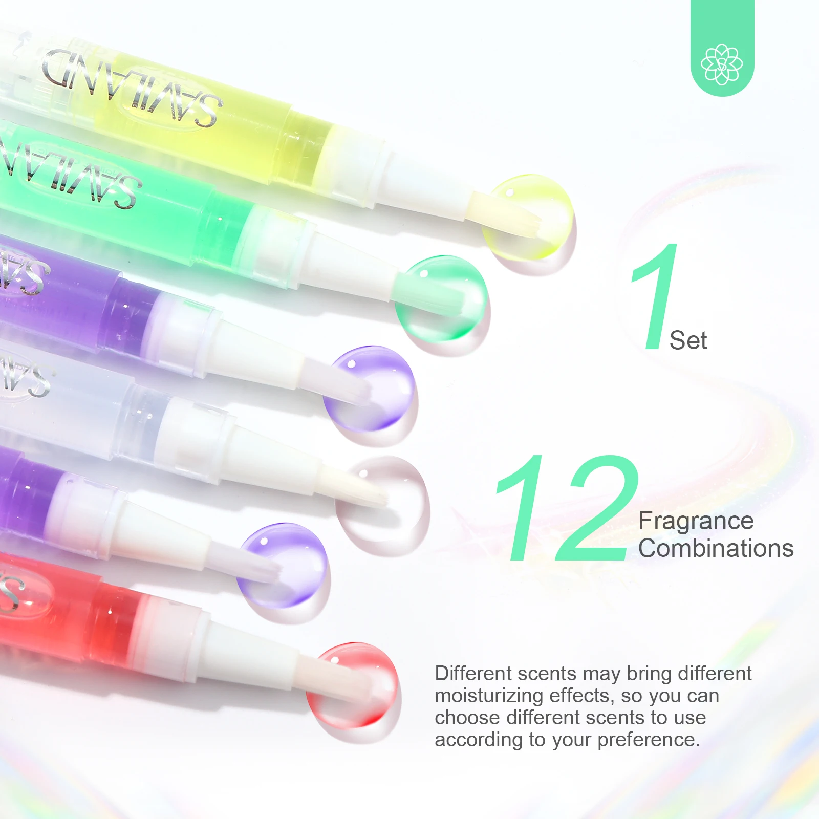 사빌랜드 천연 큐티클 오일 펜 12개 비타민 E 함유 손상된 큐티클을 밤사이로 복구하고 얇은 손톱을 강화