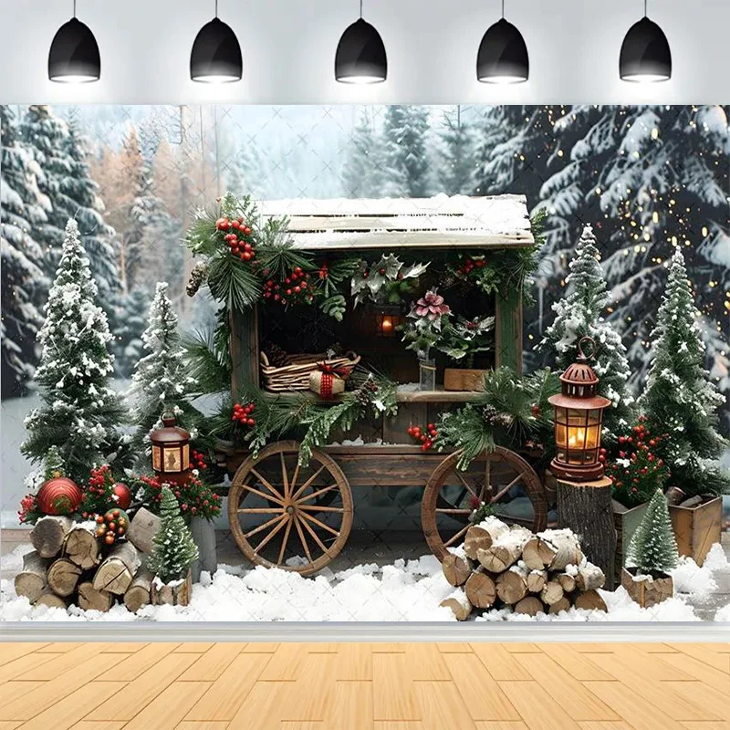 Winter Merry Christmas Festive Windows Photography Background Snowflakes Birthday Party New Year Photo Studio Backdrops CD-17
